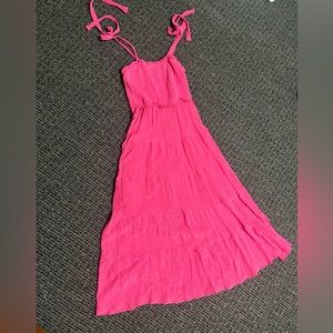 Hot pink shoulder tie dress